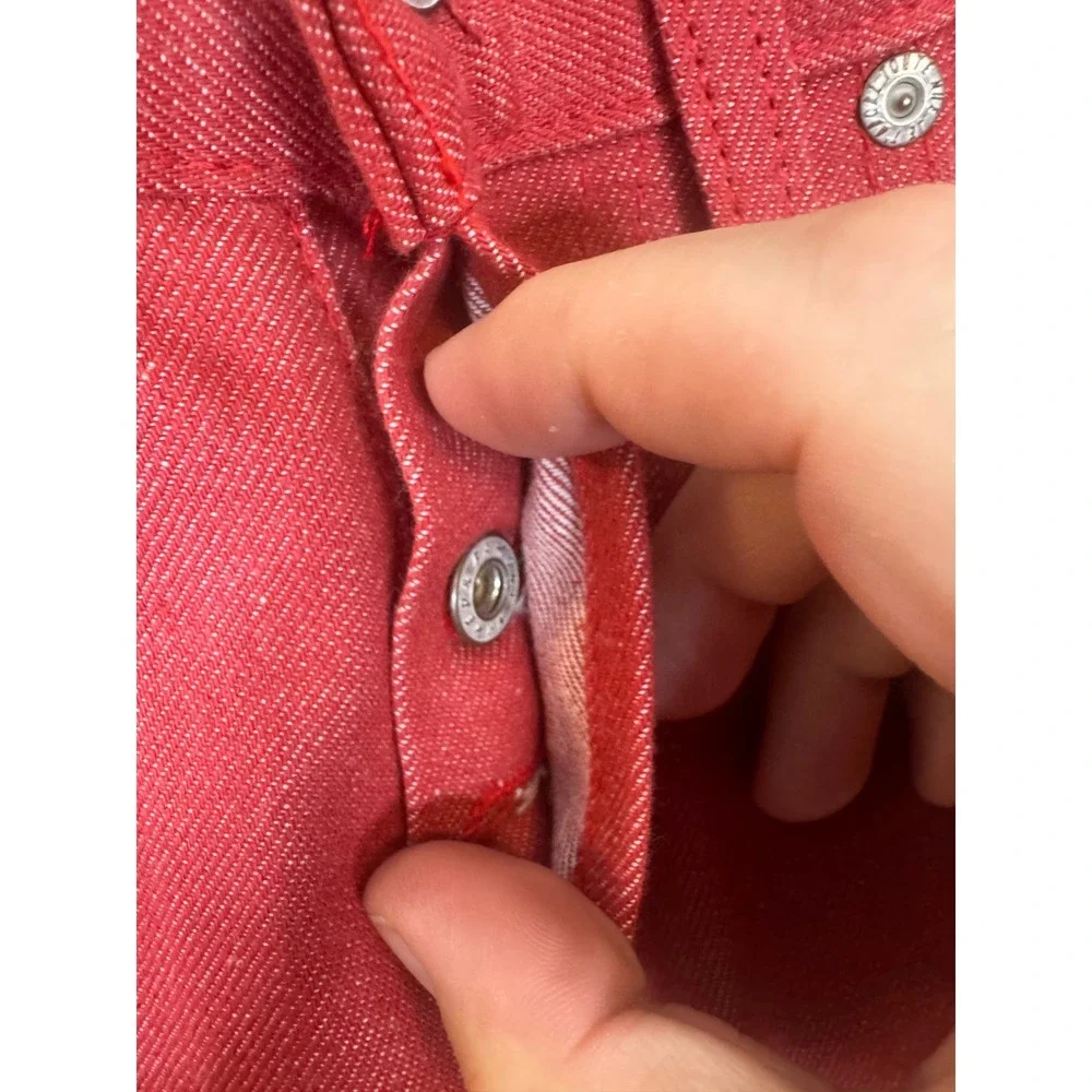 Naked & Famous SuperSkinnyGuy Red Stretch Selvedge Jeans 29X35